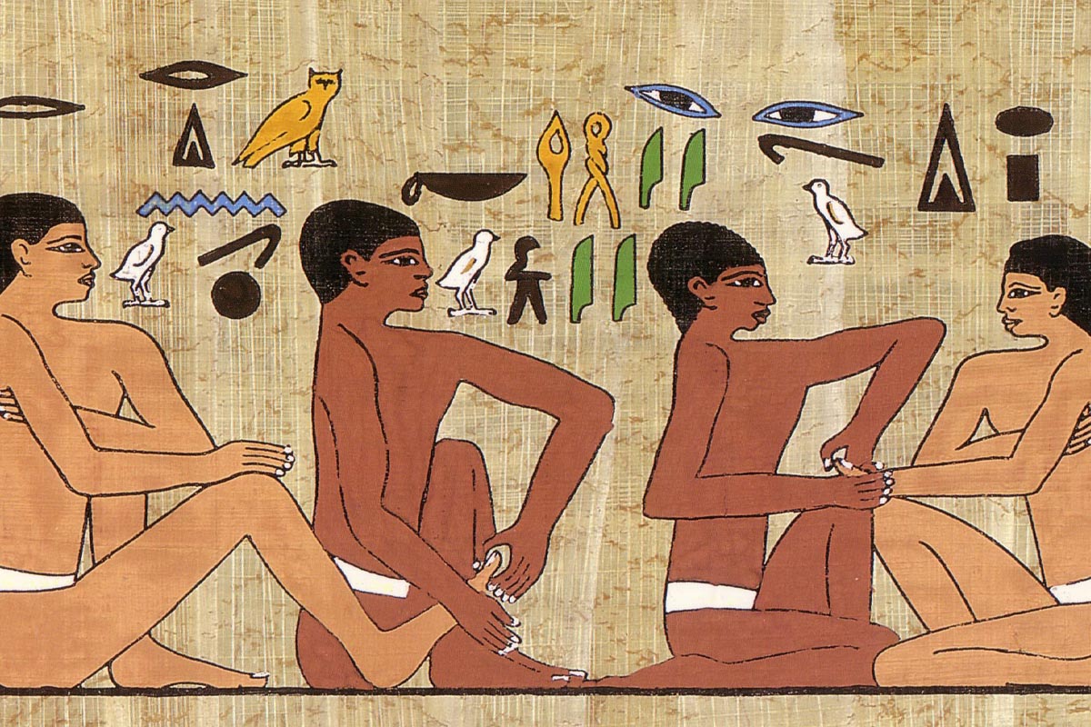 Gammelt egyptisk maleri på papyrus