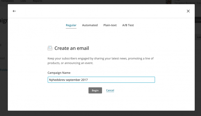Opret en e-mail kampagne i Mailchimp