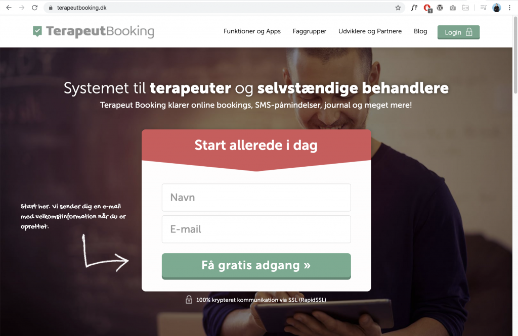 Terapeut Booking forside