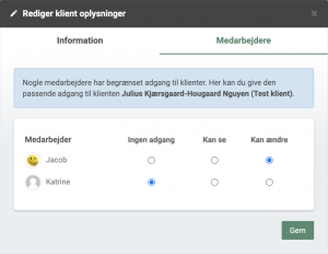 Overblik over medarbejdere i Terapeut Booking