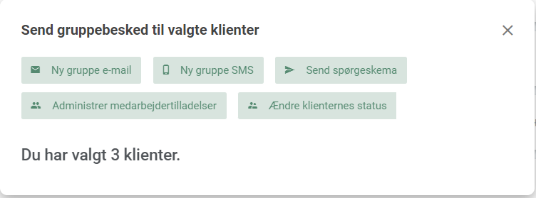 Gruppebesked sendes ud via Terapeut Booking