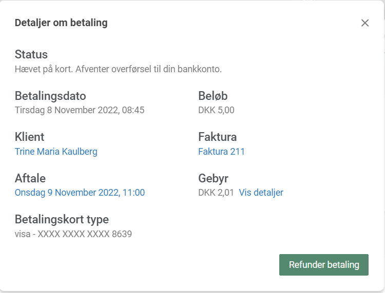EasyPay betaling i Terapeut Booking