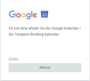 Google kalender aktivering